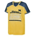 thumbnail image 2 of Girls Youth Navy Michigan Wolverines Up for Anything Colorblock Dolman V-Neck T-Shirt, 2 of 3