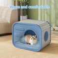 thumbnail image 5 of Plastic Resin Cat House with Pad, Weatherproof Cat Shelter with Camera Appearance, Small Pet House for Indoor and Outdoor Use, Blue, 5 of 9