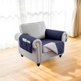 thumbnail image 2 of TOPCHANCES 1/2/3 Seater Waterproof Couch Cover Non-Slip Sofa Slipcover Furniture Protector with Side Pocket for Pets Dogs Children Living Room, Dark Blue, 2 of 9