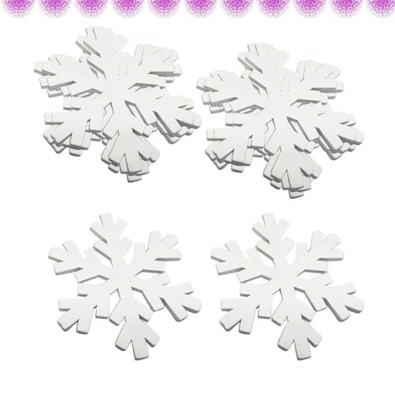20 Pieces 50mm White Wooden Snowflake Christmas Ornaments Hanging Decorations for Holiday Tree and Xmas