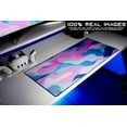 thumbnail image 7 of XXL Mouse Pad/Mat | (35.5''x15.8''x0.12'') Light Series Mousepad for Maximum Speed (Waterproof) Desk Pad | Pink Blue and Light Blue/Rose Colors, Candy Camo x Modern Style (Bliss Spectrum / 2XL), 7 of 7
