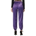 thumbnail image 3 of INSPIRE CHIC Women's Drawstring Elastic Waist Satin Joggers Purple M, 3 of 7