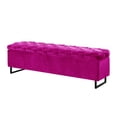 thumbnail image 3 of Inspired Home Hector Velvet Storage Bench, Fuchsia, 3 of 8