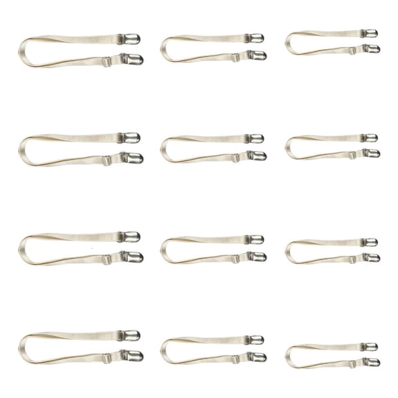 Sofa Cover Fastener Straps Adjustable Metal Clip Gripper Set, 12 Pack Elastic Fabric Holders for Sheets and Slipcovers