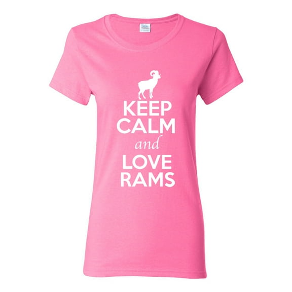 Ladies Keep Calm And Love Rams Farm Animal Lover T-Shirt Tee