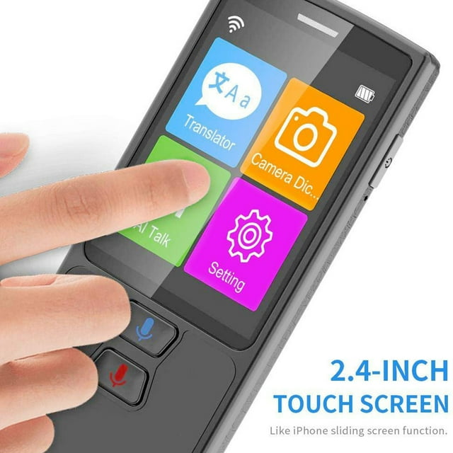 128 Language Portable Voice Translator English Japanese Chinese Russian Language Voice Translation Device, Black