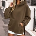 thumbnail image 6 of Kezqiaxn Women's Long Sleeve Hoodie with Pockets Fall Casual Side Slit Pullover Sweatshirt for Women Fashion Clothing Brown S, 6 of 7
