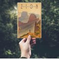 thumbnail image 2 of Zion National Park, Lithograph (4x6 Birch Wood Postcards, 2-Pack Stationary, Rustic Home Wall Decor), 2 of 5