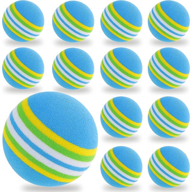 Pelotas de Golf de 12 Uds., pelota de esponja de espuma para práctica en interiores, pelota de ayuda para entrenamiento en interiores y exteriores con vuelo restringido elástico suave, azul