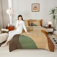thumbnail image 5 of Manfei Vintage Geometric Aesthetic Bedding Comforter Set,Minimalist Art Twin Comforter Sets,Green Brown Bedding Set For Children,Microfiber Bedroom Decor Reversible,2-Piece, 5 of 9