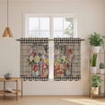 thumbnail image 2 of Spring Flowers Kitchen Curtains 45 Inch Length, Farmhouse Vintage Black Plaid Wood Grain Tiers Curtains for Bathroom Bedroom Cafe, Light Filtering Small Window Treatment Drapes 2 Panels 42"Wx45"L, 2 of 8