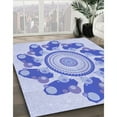 thumbnail image 3 of Ahgly Company Machine Washable Indoor Round Transitional Heavenly Blue Area Rugs, 4' Round, 3 of 7