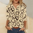 thumbnail image 2 of Gibobby Playera Termica Para Mujer Buttons Blouse Womens Printing T Shirt O Neck Fashion Women's Blouse（Marrón， S), 2 of 3