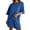 Blue, variant on Summer Fsshion Plus Size 2 Piece of Sets for Womens Casual Solid Color Home Short Sleeved Round Neck Pajama Top With Pants Set