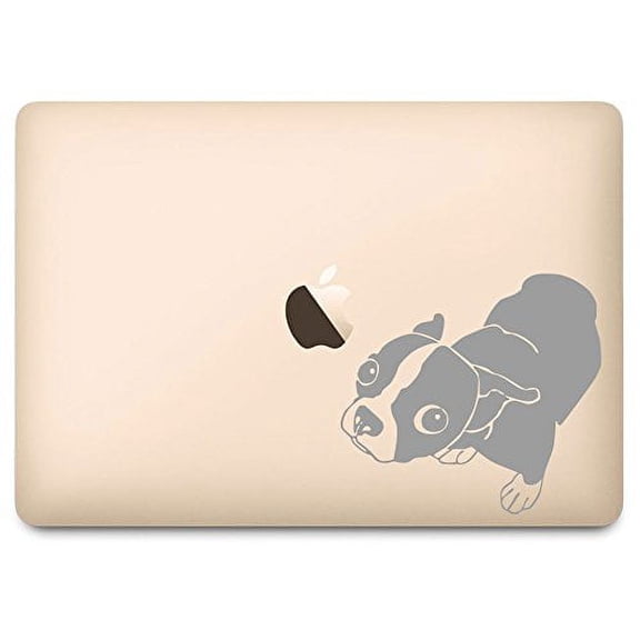 Silver Molly the Boston Terrier Decal for 12" Macbook