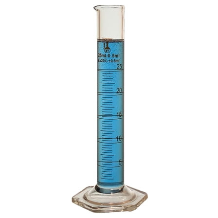 25ml, Graduated Cylinder, Borosilicate 3.3 Glass, Single Metric Scale, Karter Scientific 246G2 (Single)
