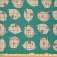 thumbnail image 2 of Ambesonne Pigs Fabric by the Yard Microfiber, Cartoon Piglets Composition, 1 Yard, Rose and Pale Petrol Blue, 2 of 2
