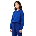 thumbnail image 2 of Glisme Girls Outfit Set Solid Color Long Sleeve Crew Neck Tops With Drawstring Pants Outfit Quick Dry Girls Set Size 8-9 Years Blue, 2 of 4