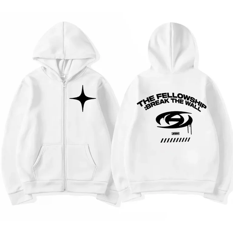 FJ01 Ateez Band Break The Wall Tour Print Zipper Hoodies Men