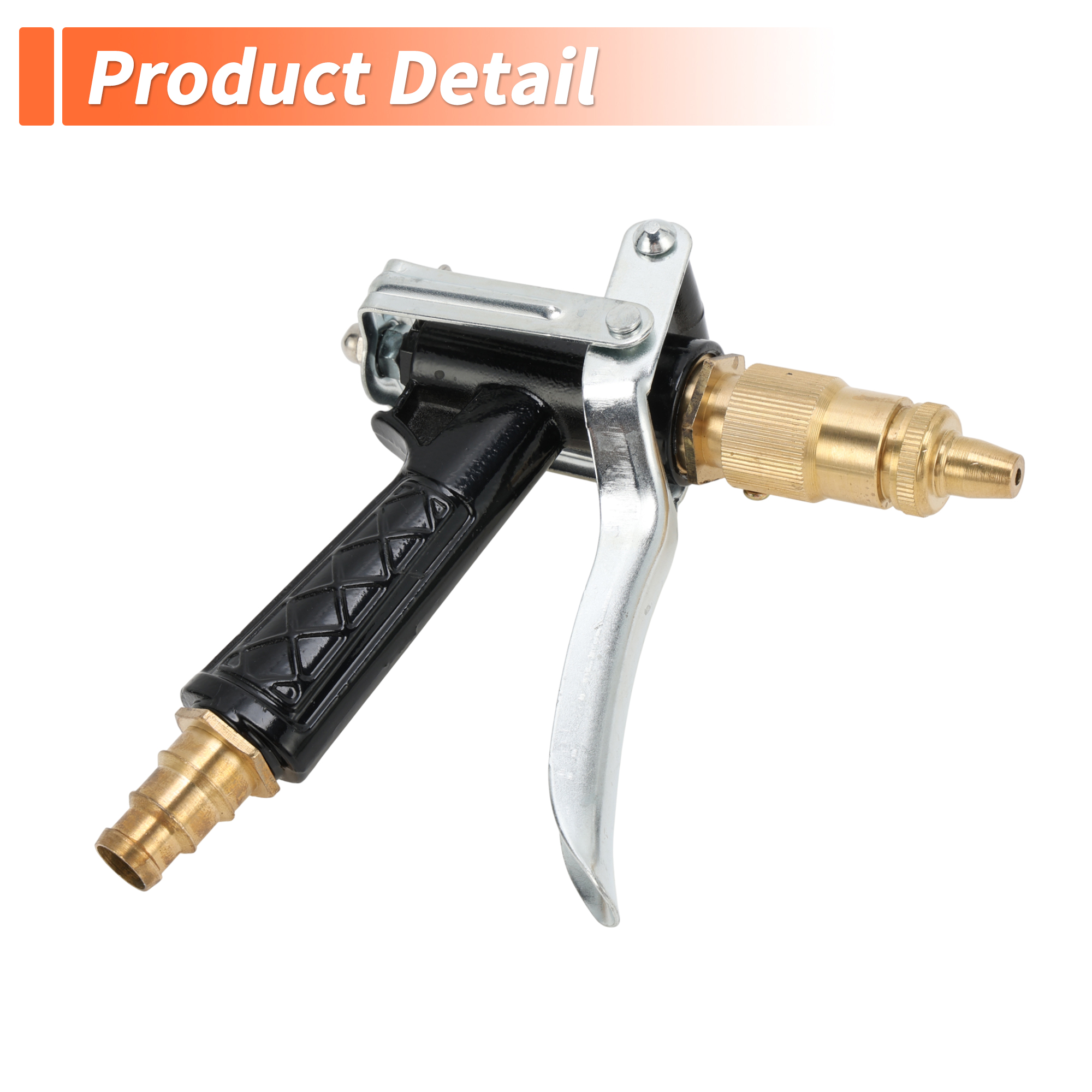 Unique Bargains Heavy Duty Water Hose Nozzle High Pressure Car Garden Hose Nozzle Adjustable Hand Sprayer for Gardening Vehicle Iron Copper Black 1 Pc