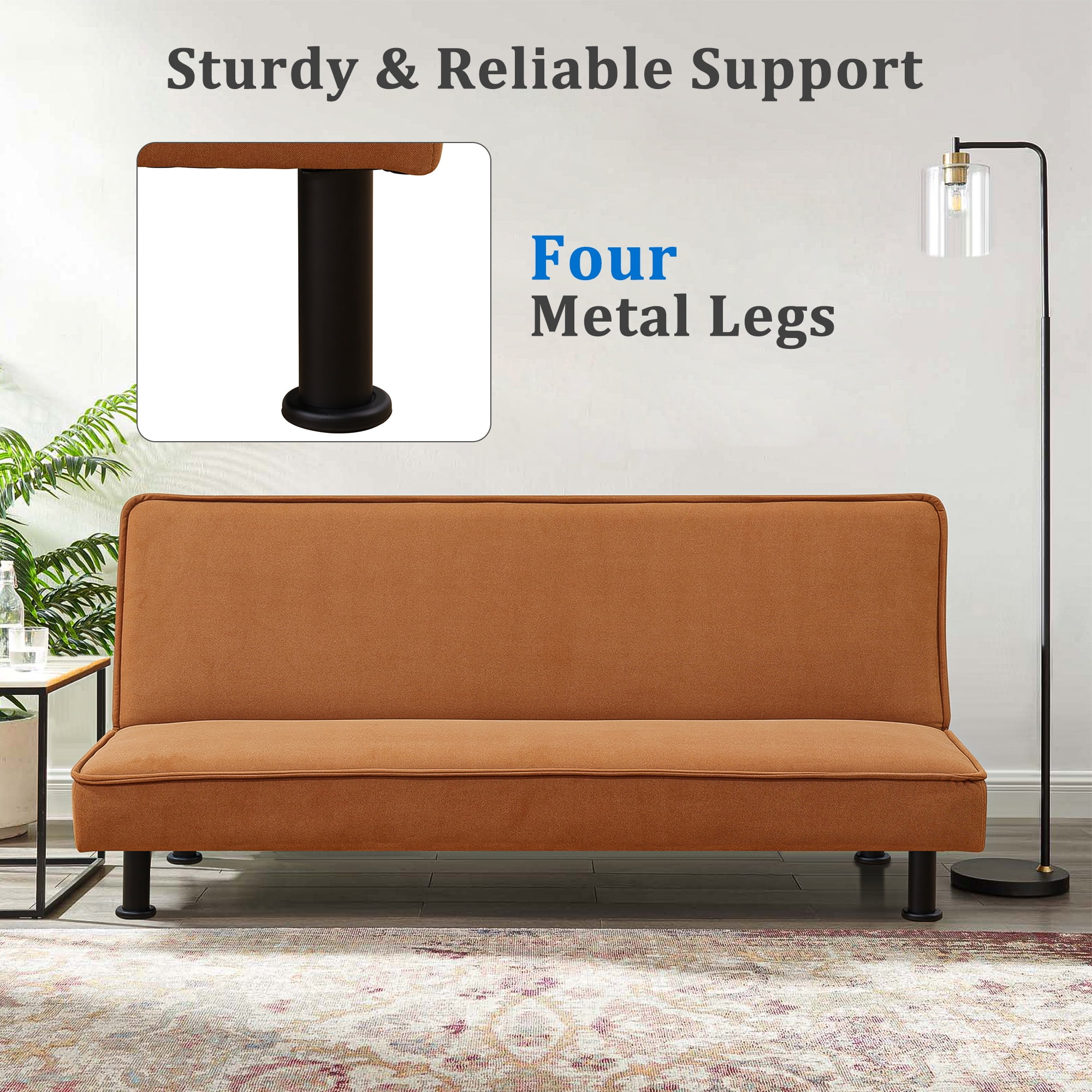 Kadyn Futon Sofa Bed, Convertible Futon for Living Room, Futon Sleeper Sofa, Light Coffee Kadyn Futon Sofa Bed, Convertible Futon for Living Room, Futon Sleeper Sofa, Light Coffee