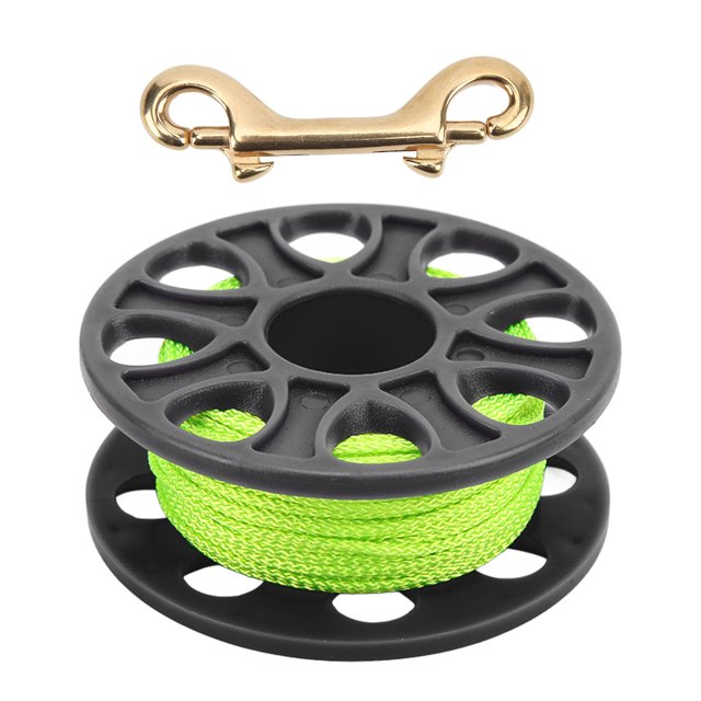 Dive Reel, Fluorescent Green Line Copper Hook 4 Color Diving Reels For Cave Diving Black