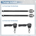 thumbnail image 7 of 4 Pcs Black Front Inner Outer Tie Rod End No.ES3571/EV80702 for Chrysler 300 2005-2010 RWD Models, 7 of 7