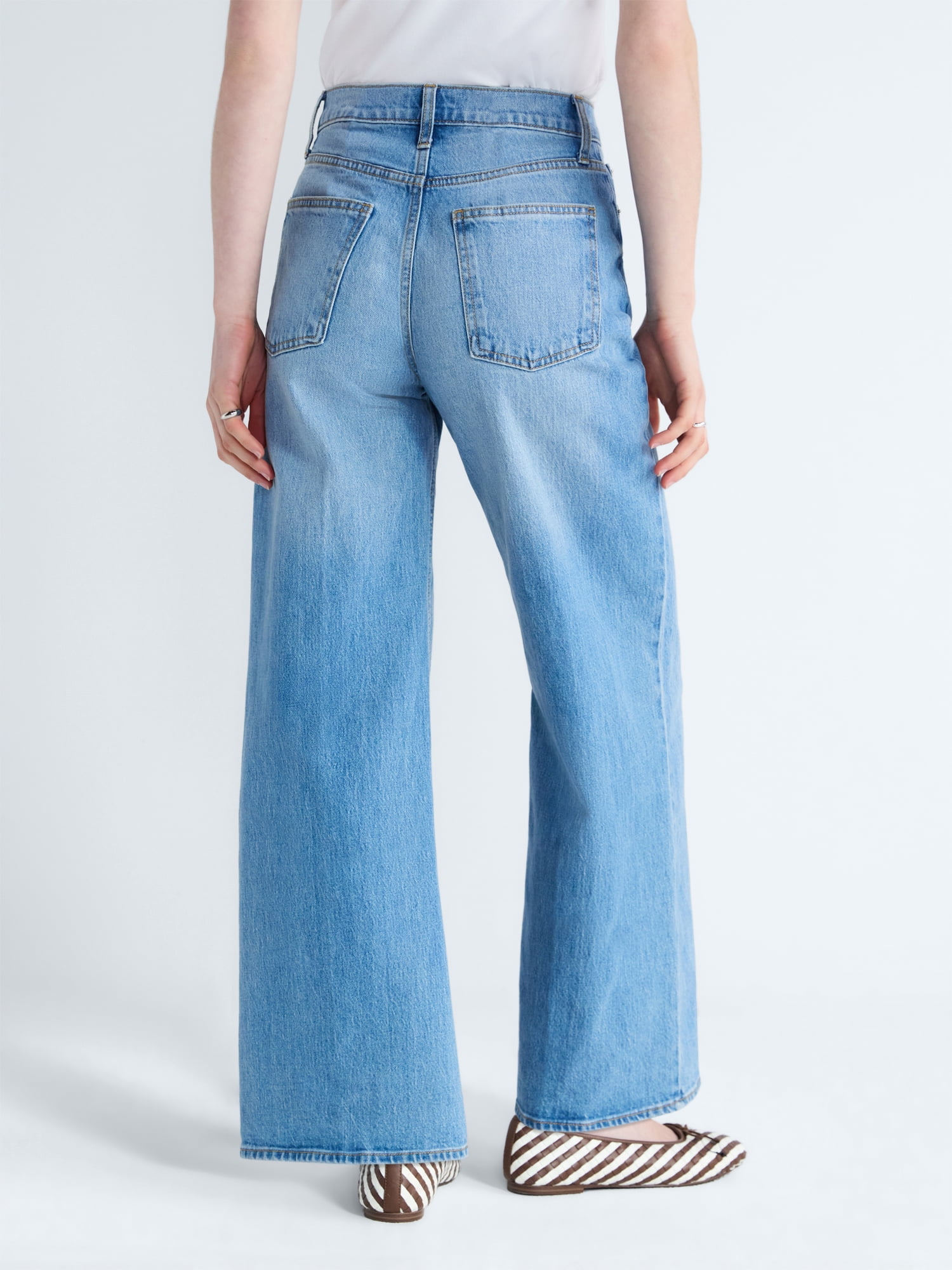 Free Assembly Women's and Women's Plus High Rise Cropped Wide Leg Jeans, Sizes 0-22W