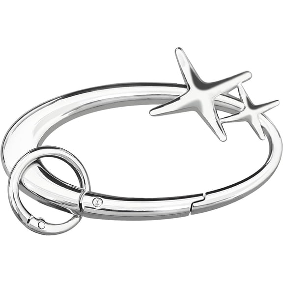 Januofit Star Carabiner Keychain Cool Key Ring Extra-Large Shiny Chrome, Karibiner Minimal Alloy Material Silver Cute for Car Keys Purse Handbag Backpack Bag Charms