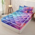 thumbnail image 2 of Homewish Mermaid Scale Zipper Twin Comforter Sets with Fitted Sheet and 2 Pillowcases For Kids Girls,Ocean Animal Zipper Bedding Set,Reversible,4pcs, 2 of 8