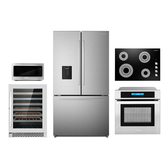 5 Piece Kitchen Package With 30" Electric Cooktop 24" Single Electric Wall Oven 30" Over-the-range Microwave French Door Refrigerator & 24" Built-in Fully Integrated Dishwasher