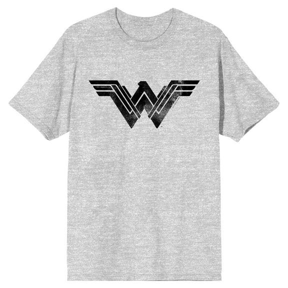 Justice League Movie Wonder Woman Logo Crew Neck Short Sleeve Athletic Heather Men's T-shirt-Medium
