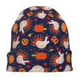 thumbnail image 7 of Xecao Turkey And Thanksgiving Print Beanie Knitted Hat for Men Women, Winter Fashion Knit Cuffed Caps Unisex, 7 of 7