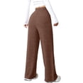 thumbnail image 5 of Womens Ribbed Wide Leg Lounge Pants with Pockets Comfy Loose Soft Knit Pants with Drawstring Dark Brown M, 5 of 10