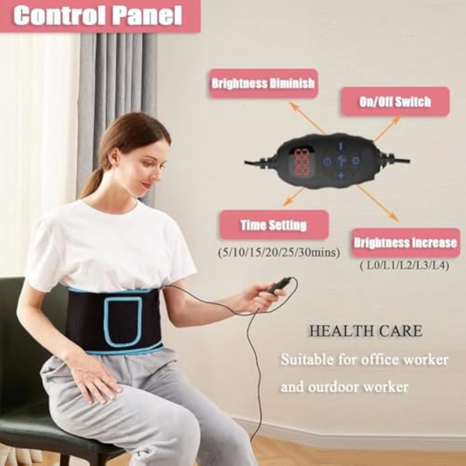 Lumalean Pro Slimming Belt, Lumalean Pro - Adjustable Cordless Belt, Tighten Loose Skin and Firm Your Waist, Soothes Post-Workout Aches and Tightness, for Waist, Thigh, Arms Etc (Black)