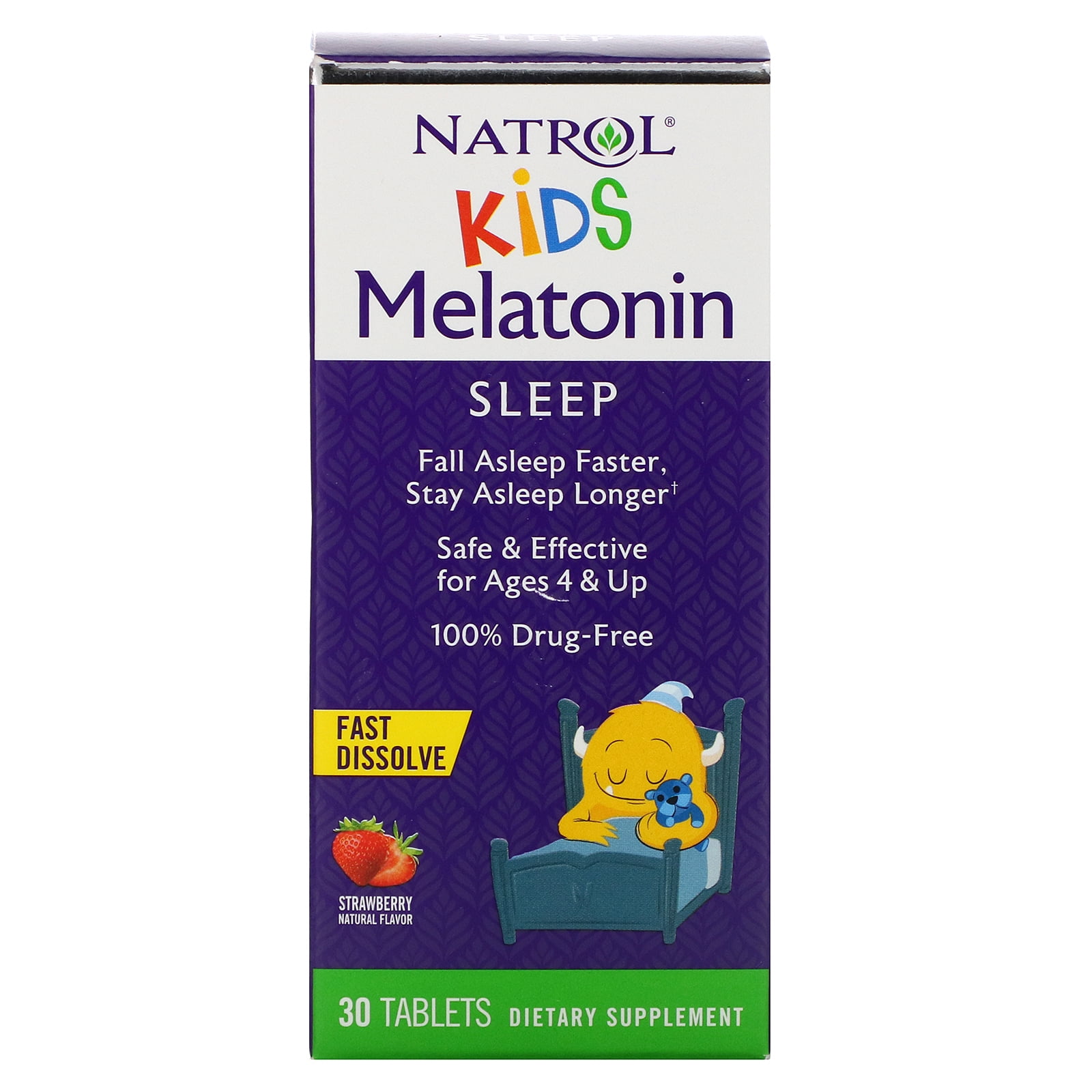 Natrol Kids, Melatonin, Fast Dissolve, Ages 4 & Up, Strawberry, 30