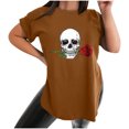 thumbnail image 1 of Moda Retro Moda Casual Cuello redondo Manga corta Ranura Estampado Camiseta Top Pompotops hkajfhjk460801, 1 of 9