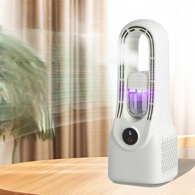 BotaniNest Bladeless Fan With Mist Humidifier 6 Speed Quiet Bladeless Fan Desk Fan With Colorful Lights 3000mAh