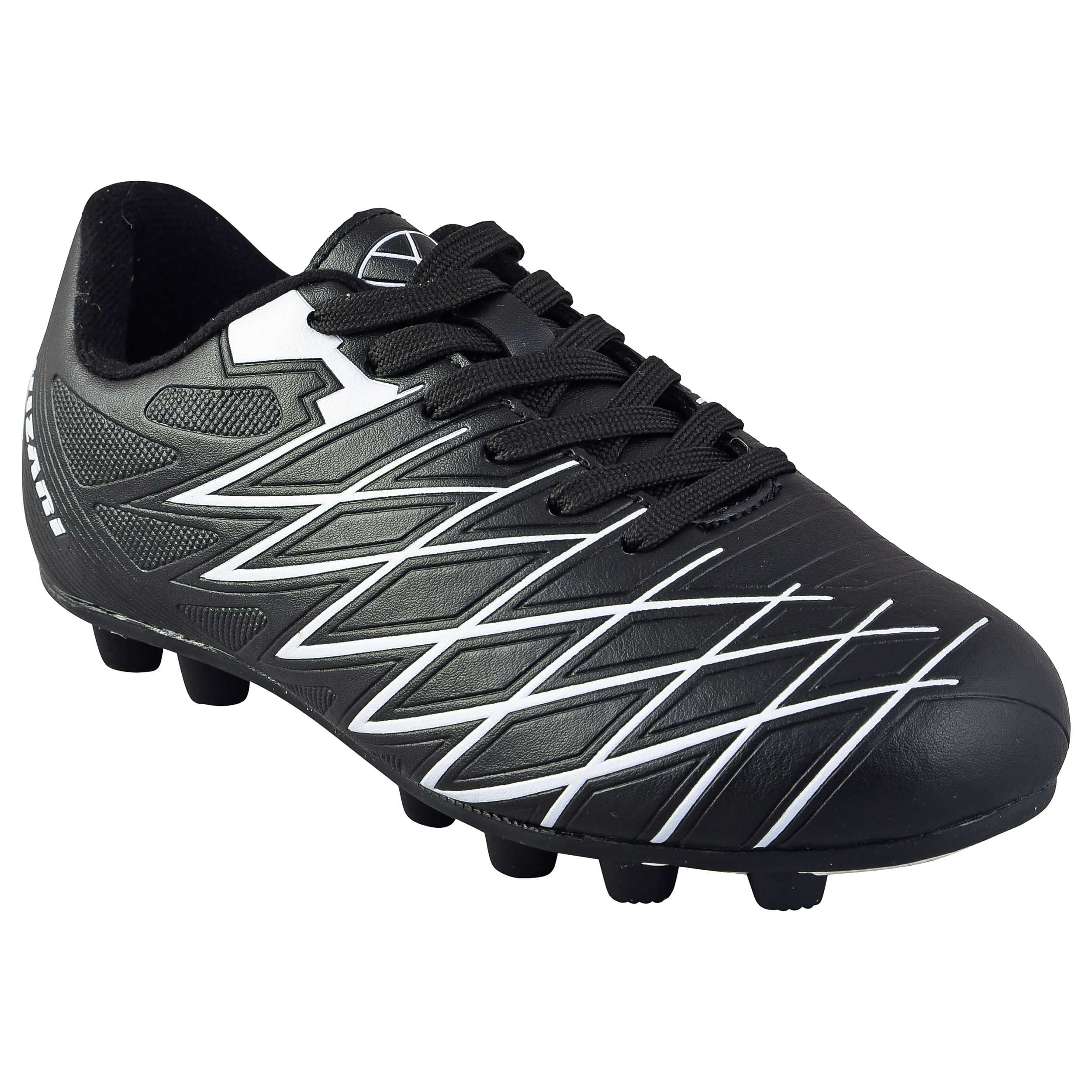 Vizari Boca Firm Ground Soccer Cleats for Kids & Youth – Lightweight, Durable, Comfortable Shoes with Traction & Padded Heel - Black/White, 6