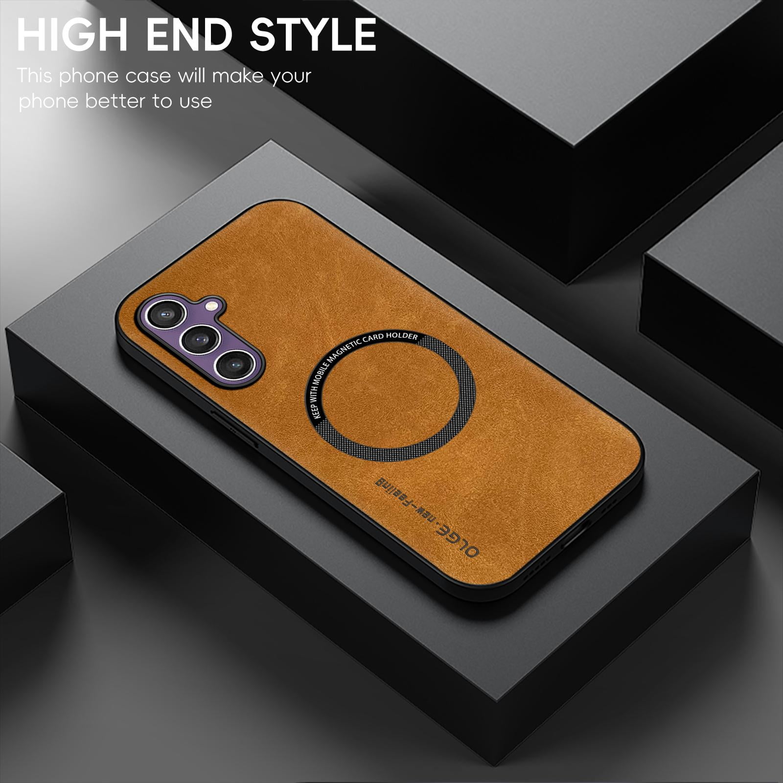 for Samsung Galaxy A17 5G Case Magnetic, Compatible with Magsafe & Car Mount Slim Fit Shockproof Anti-Scratch Bumper Drop Protection Phone Case for Samsung Galaxy A17 5G, Brown