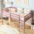 thumbnail image 3 of Bellemave Twin Low Loft Bed with Ladder and Guardrails Space Saving Twin Wooden Loft Bed Frame for Junior Loft Bed Frame with Strengthened Slats (Twin, Pink), 3 of 8