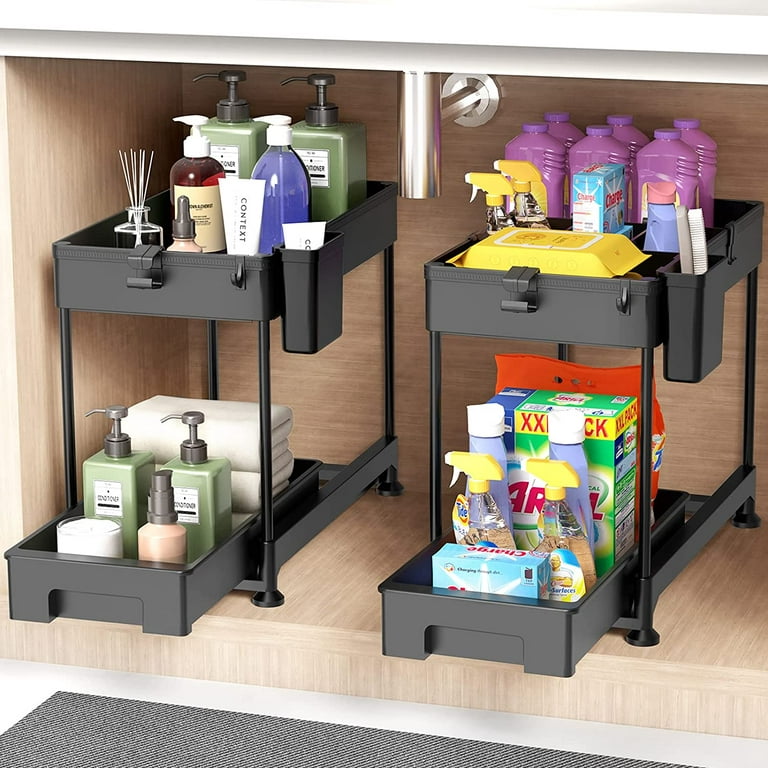 Under Sink Organizer, 2-tier Sliding Cabinet Basket Organizer