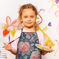 thumbnail image 3 of Pioneer Flower Floral Print Pattern Kids Aprons for Girls and Boys,Adjustable Neck Strap Toddler Aprons for Kids Cooking Baking, 3 of 7