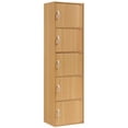 thumbnail image 2 of Pemberly Row Set of 2 5-Shelf 5 Door Multi-Purpose Wooden Bookcases in Beige, 2 of 6