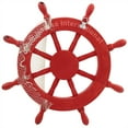 thumbnail image 2 of Nautical Red Ship Wheel Antique Vintage Style With Rivets & Mediterranean Fishing Net Styled With Black Spots Graffiti Art | Maritime Captains Ocean & Sea Gifts & Wall Sculptures (30 Inches), 2 of 4