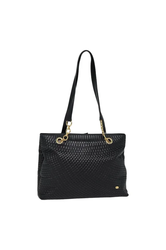 Pre-Owned Bally Vintage Quilted Leather Black Leather Tote Bag Bag