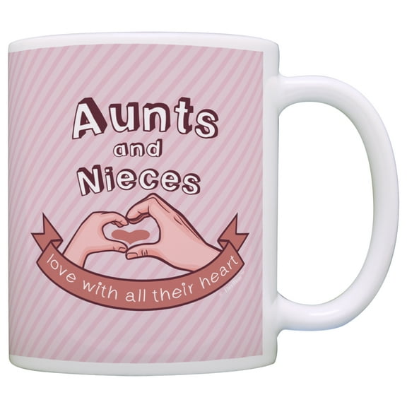 ThisWear Mothers Day Gifts for Aunts and Nieces Love with All Their Heart Aunt 11 ounce Coffee Mug Pink