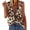 Brown, variant on Honeeladyy Sales Online Women Summer Vest Peacock Leopards Stars Print Pattern Shirt Loose Zipper V Neck Tank Tops Sleeveless Soft Tee