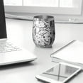 thumbnail image 3 of 12oz Stemless Wine Tumblers White Planet Cat Feather Pattern Vacuum Insulated Stainless Steel Travel Tumbler Cups Mug with Lid and Straw for Champaign,Cocktail,Beer with Cleaning Brush, 3 of 5