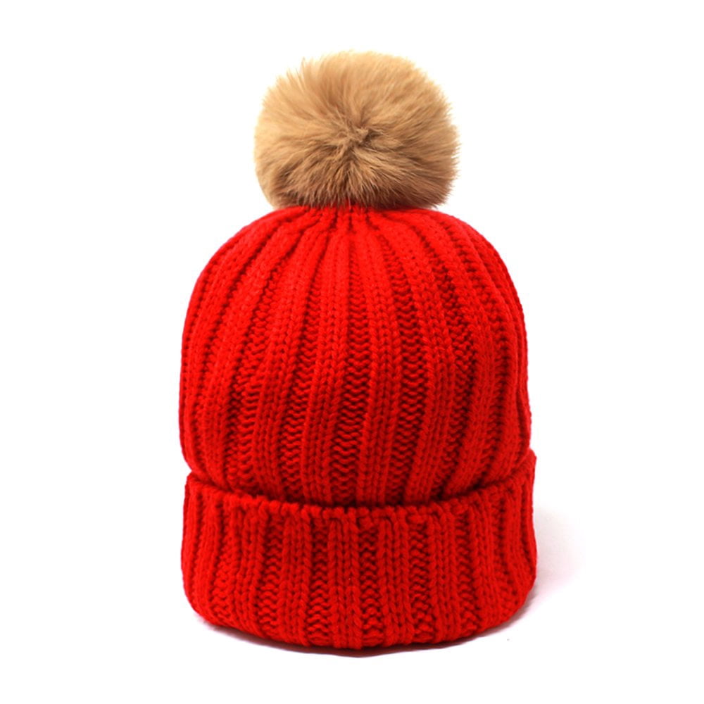 NEW Winter Knit Hat Ultra Soft Fur Pom 